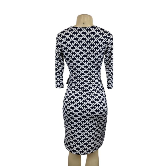 Gilli Womens Navy & White Wrap Dress With Geometric Pattern Sz XS - Picture 3 of 7